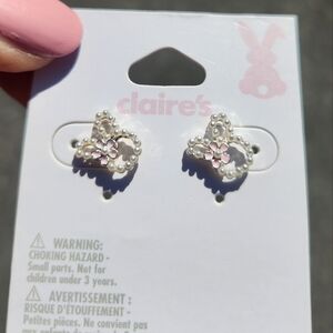 Claire's Silver and Pink Flower Earrings
